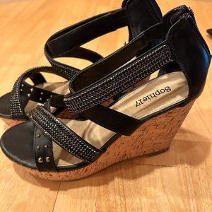 Sophie 17 Black Wedges with Bling and Studds (Size 10)